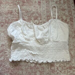 White Smocked Crop Top